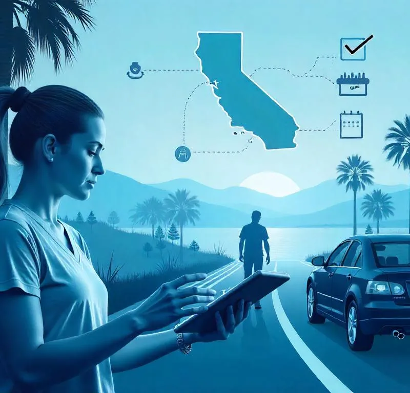 Woman checking smog check history