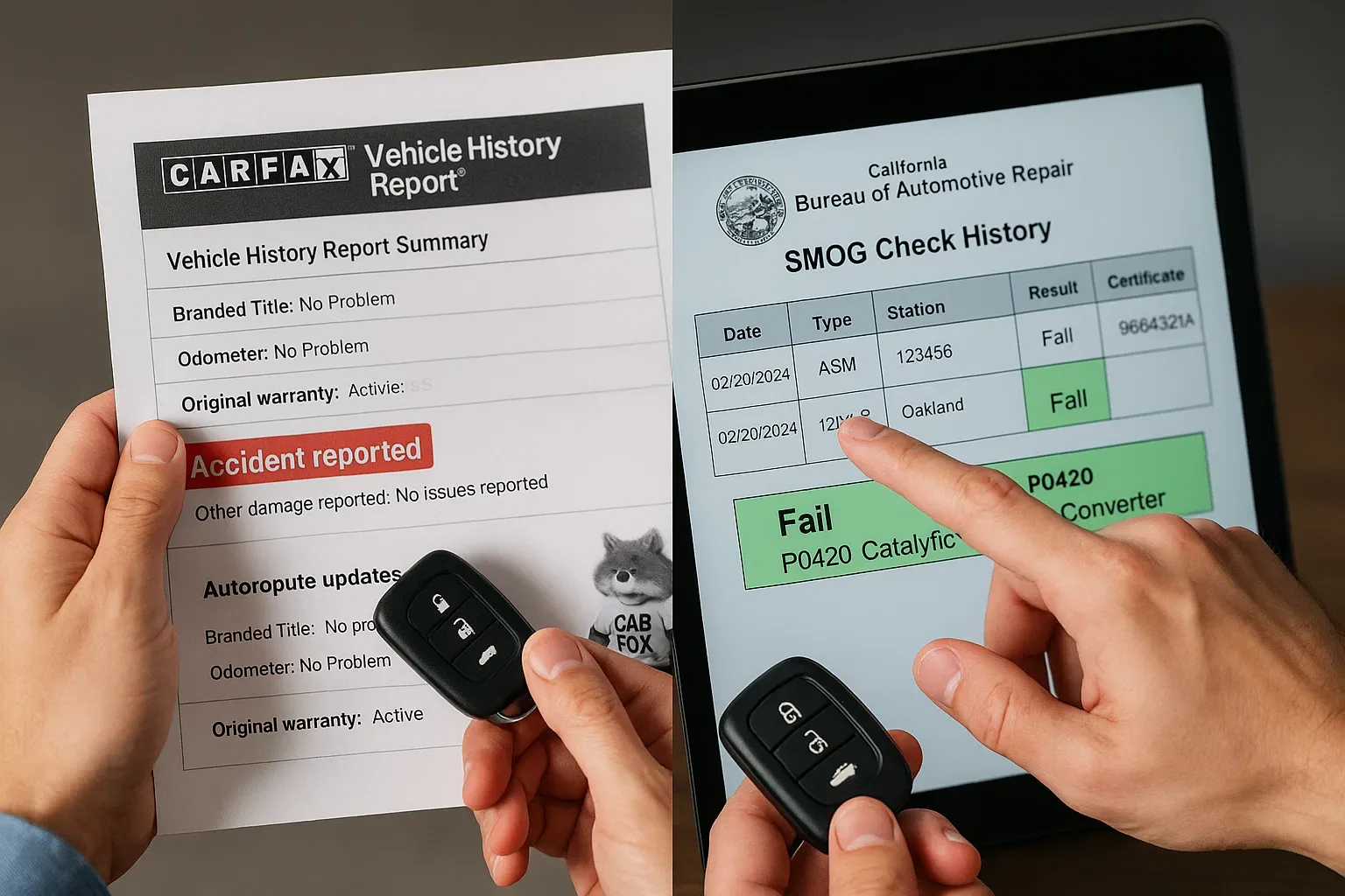 Smog Check History vs. Vehicle History